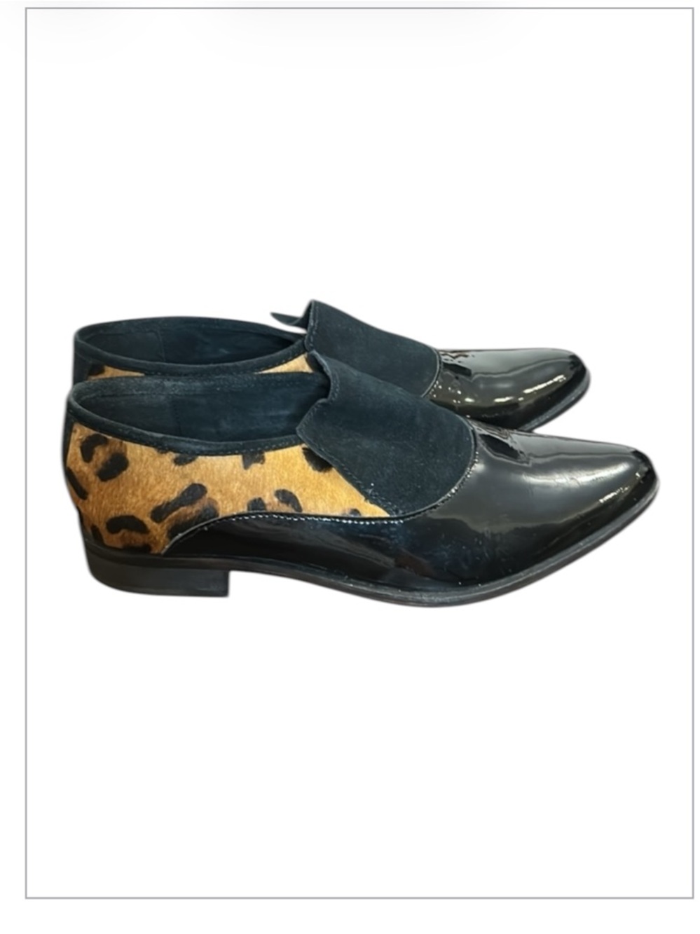 Free People Brady Slip On Patent/Leopard Pony Hair Loafer Shoes EU 39 - Picture 2 of 15